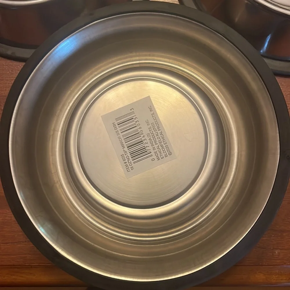 🐾NWT 3/ stainless steel no skid dog bowls 16 oz no tip bowls
